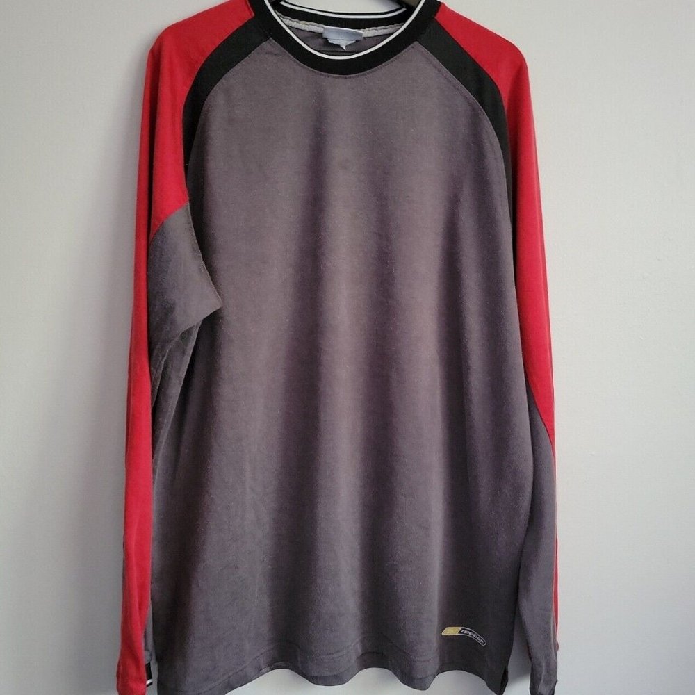 Reebok Silver Tag Long Sleeve Heavy Weight Gray and Red Shirt Cut Tag XL